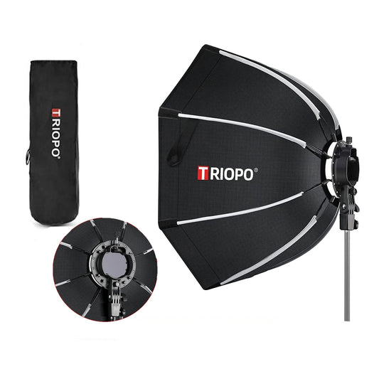 Softbox TRIOPO 55cm 65cm 90cm 120cm Octagone trépied pliable avec poignée pour Flash universel, Godox V860III V1 AD200Pro...