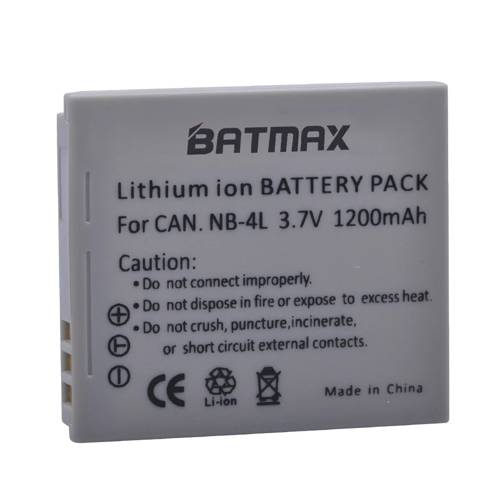 Batterie Batmax NB-4L NB4L + chargeur pour Canon IXUS 50 55 60 65 80 75 100 I20 110 115 120 130 IS 117 220 230 255 HS SD780