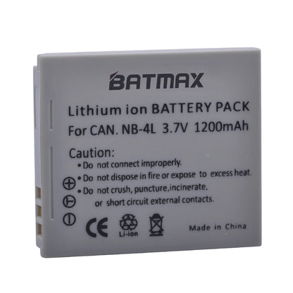 Batterie Batmax NB-4L NB4L + chargeur pour Canon IXUS 50 55 60 65 80 75 100 I20 110 115 120 130 IS 117 220 230 255 HS SD780