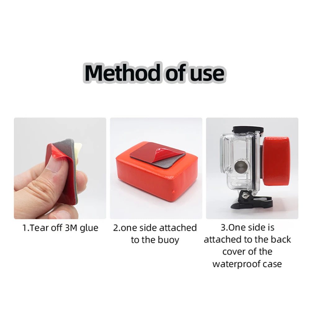 Boîte flotteur avec adhésif pour GoPro Hero 13 12 11 10 9 8 7 6 5 DJI Action 5 4 3 Insta360 X4 X3 AKASO SJCAM EKEN