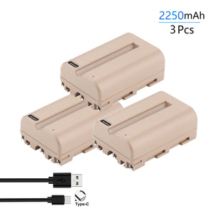Batterie Probty 2250mAh NP-FM500H NP FM500H FM500H USB-C pour Sony Alpha A58 A57 A65 A77 A99 A900 A700 A580 A560 A550 A850