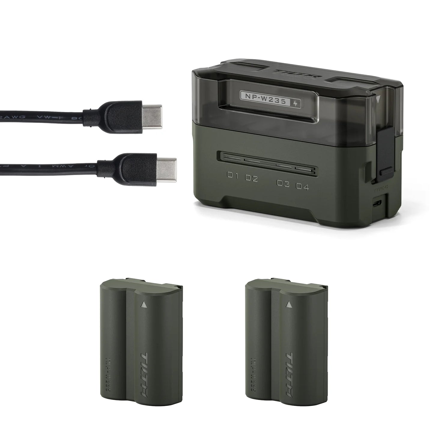 Batterie + chargeur 4 ports TILTA NP-W235 2400 mAh Station de charge portable (4 canaux) pour Fujifilm X-S20 XT5, XT4, GFX100S, GFX100S II, XH2S