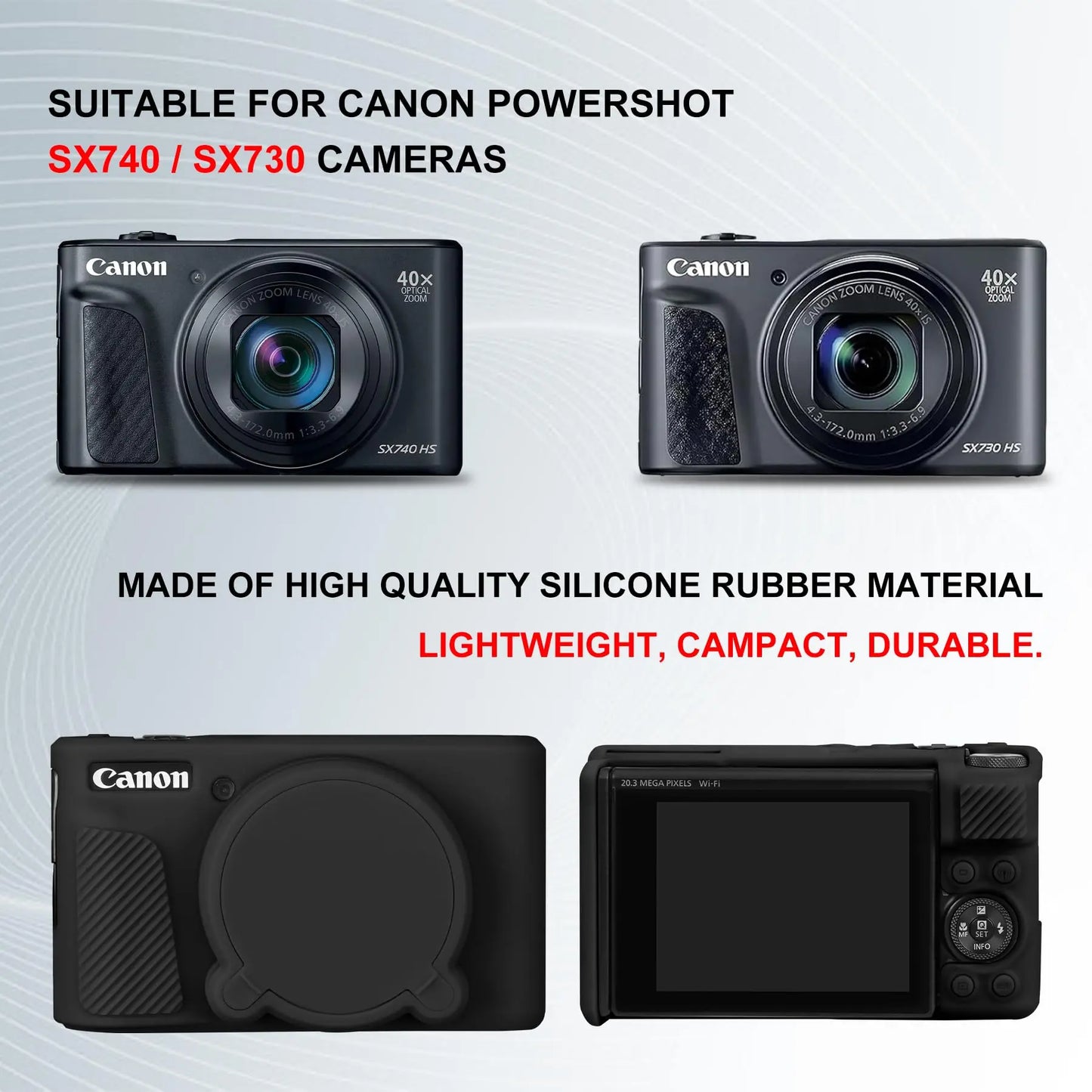 Housse de protection en silicone anti-choc pour Canon PowerShot SX740 / SX730