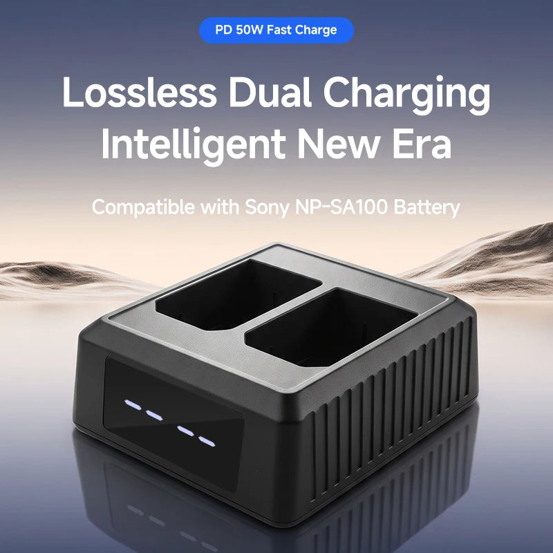 Chargeur de batterie Sony NP-SA100 50W PD, double charge intelligente numérique, puce intelligente, , charge rapide Type-C