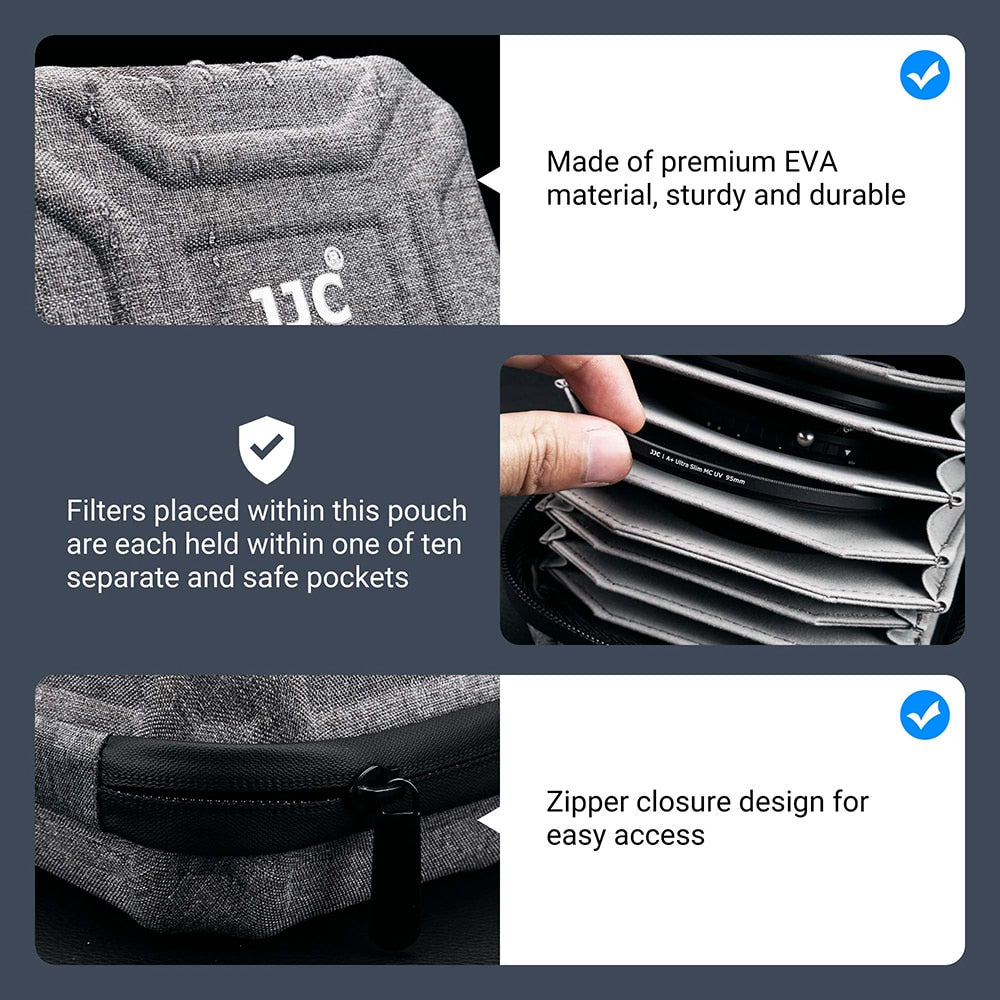 Sacoche de rangement étanche JJC pour 10 filtres avec poche intérieure