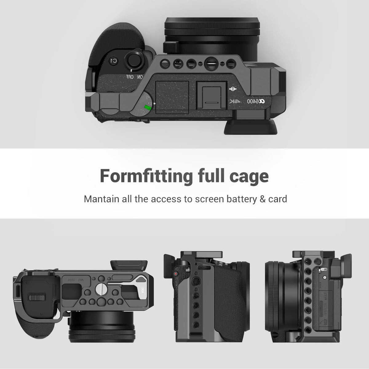 Cage SmallRig 3164 pour Sony A6100 / A6300/ A6400 - avec poignée en Silicone