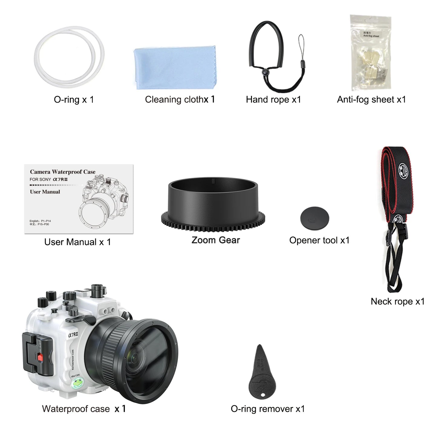 Caisson étanche Seafrogs, 40M pour Sony A7RIII/A7III, objectif 16-35mm 28-70mm 90mm avec poignée pistolet