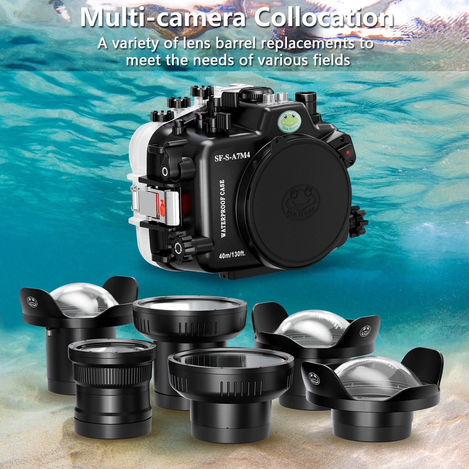 Caisson étanche Seafrogs 40M avec Port dôme en plastique/verre pour Sony A7M4