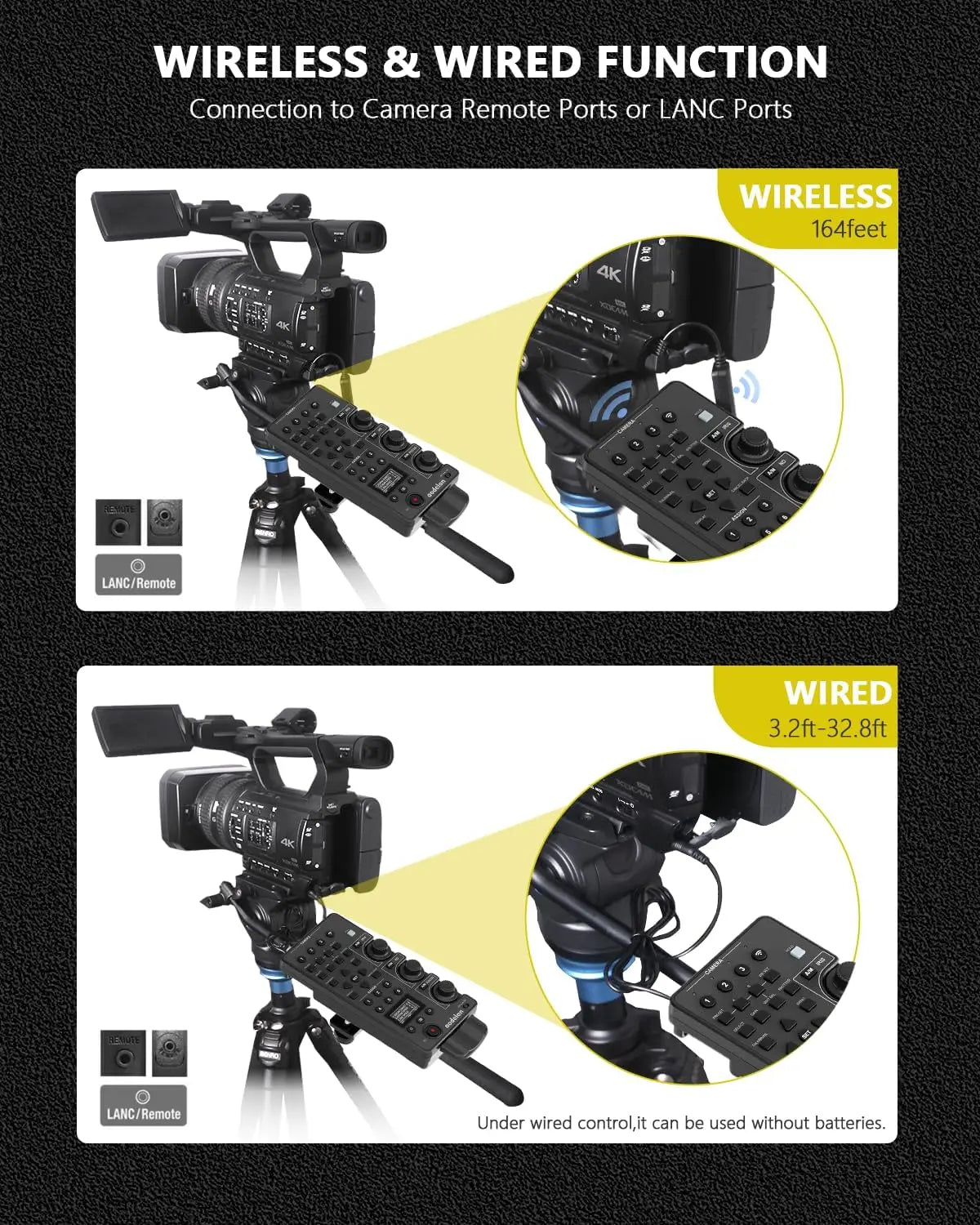 Télécommande AODELAN ZC-4 Remplace Sony RM-30BP Multifonctionnel Sans Fil pour Caméra Sony FOCUS Zoom ND Iris