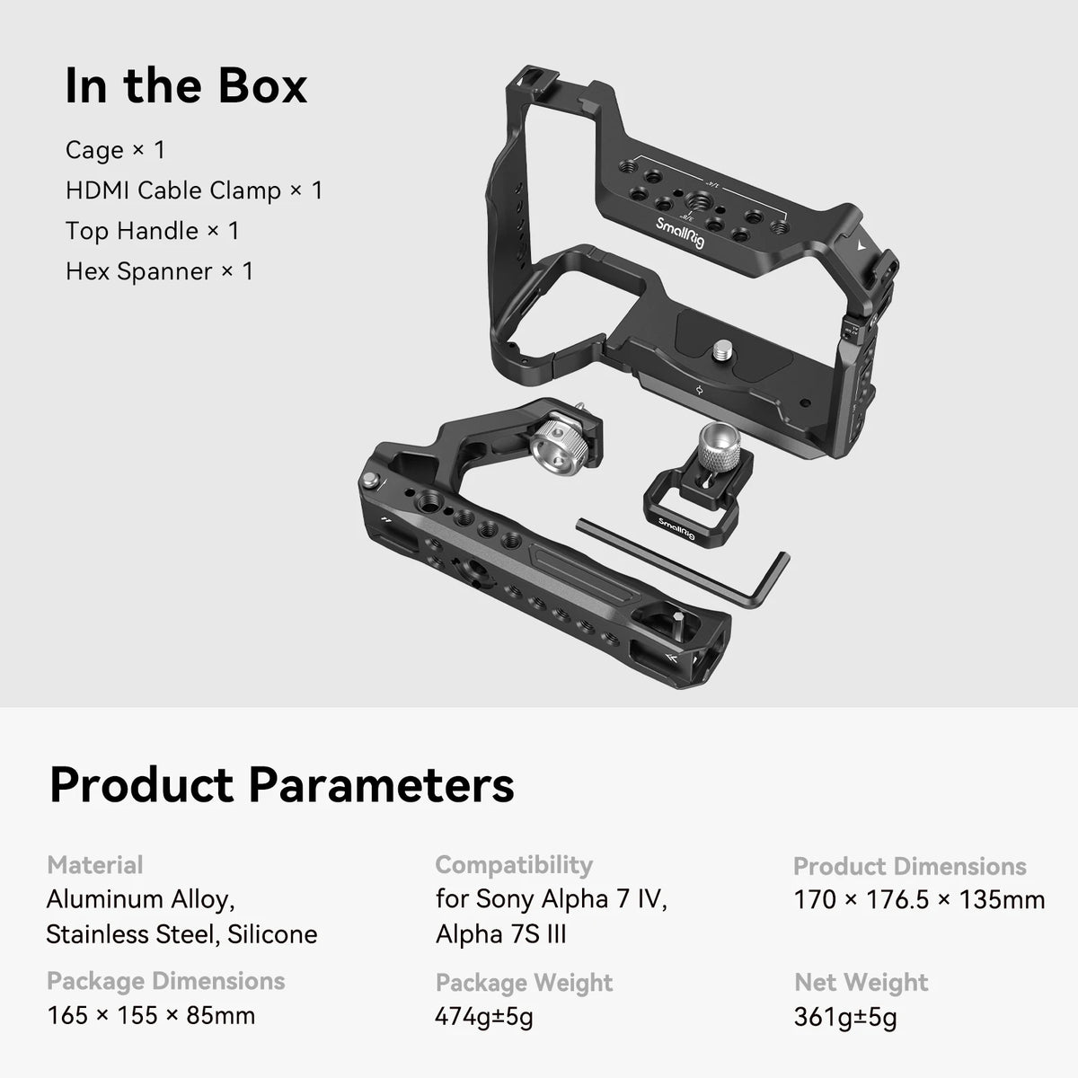 Cage SmallRig 3667 pour Sony A7R V / A7 IV/  A7S III/ A 1/ A7R IV
