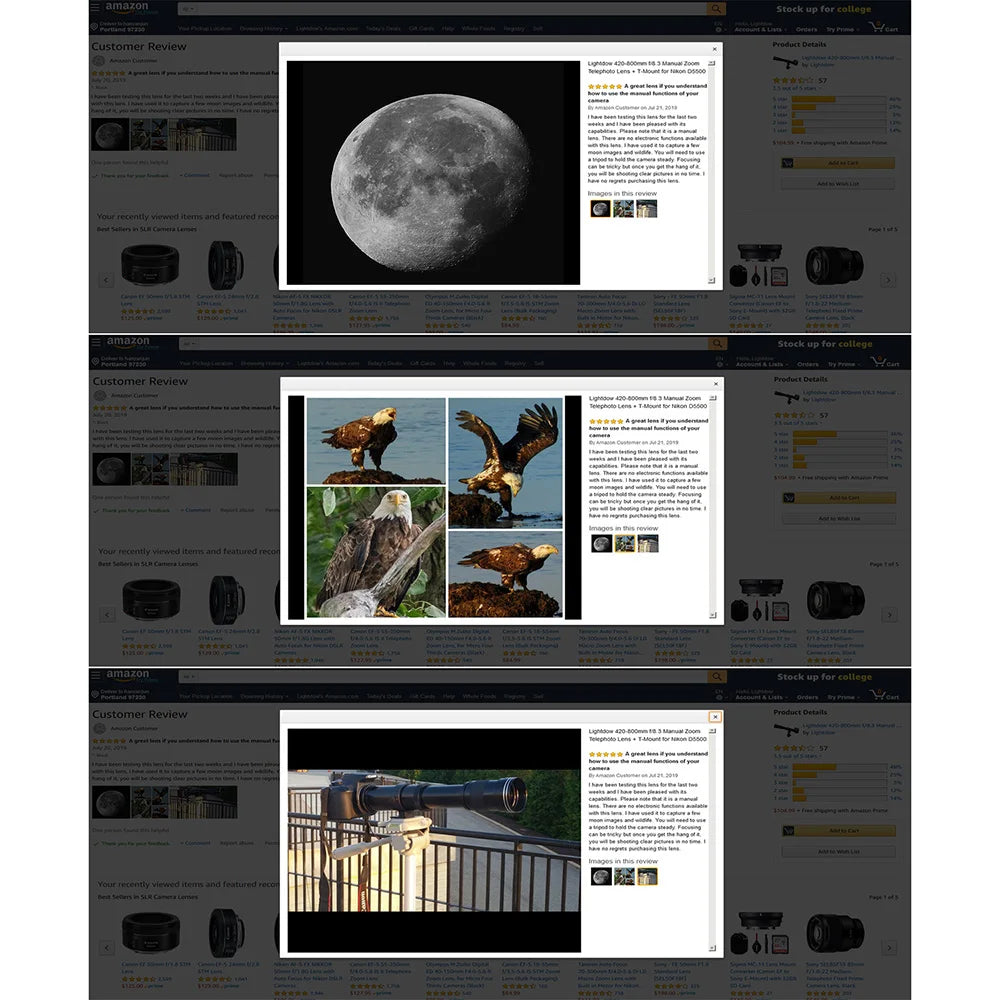 Objectif Lightdow 420-800mm F8.3 téléobjectif manuel Zoom avec convertisseur 2X pour appareils photo Canon Nikon Sony Pentax Fujifilm