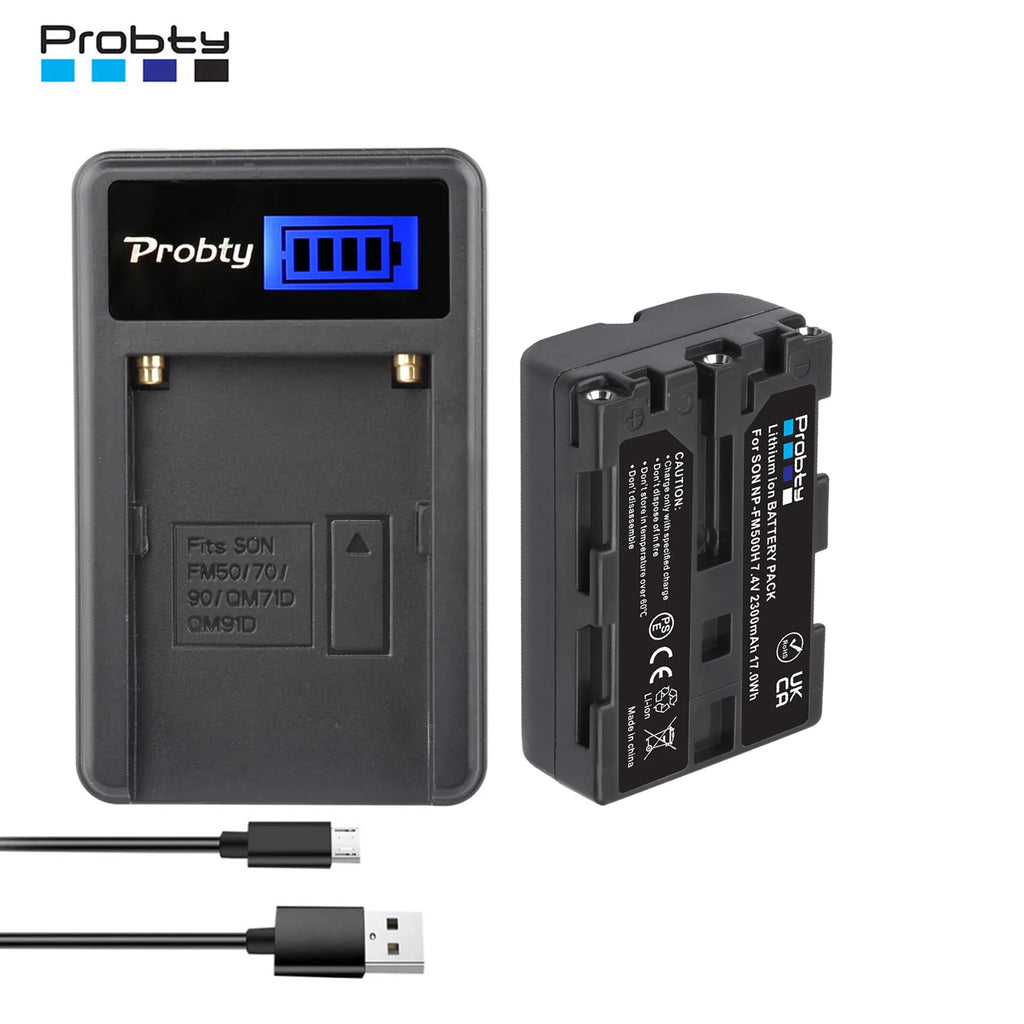 Batterie Probty 2300mAh NP-FM500H NP FM500H + chargeur USB LCD pour Sony Alpha A58 A57 A65 A77 A99 A900 A700 A580 A560 A550