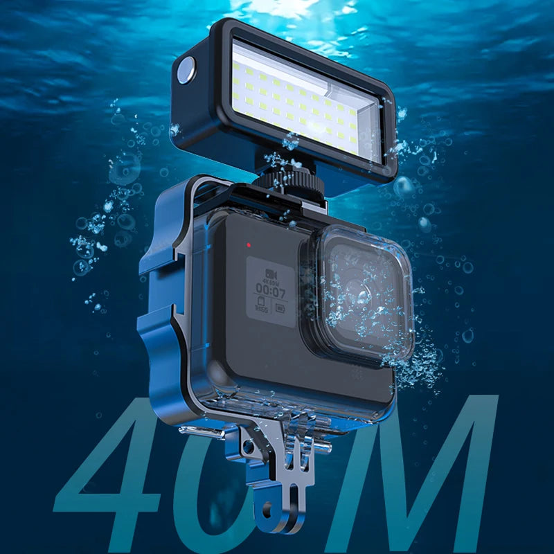 Waterproof Led Video Diving Light, 40M Underwater Lamp for GoPro 13 12 11 10 Sjcam Yi DJI Osmo Action Camera