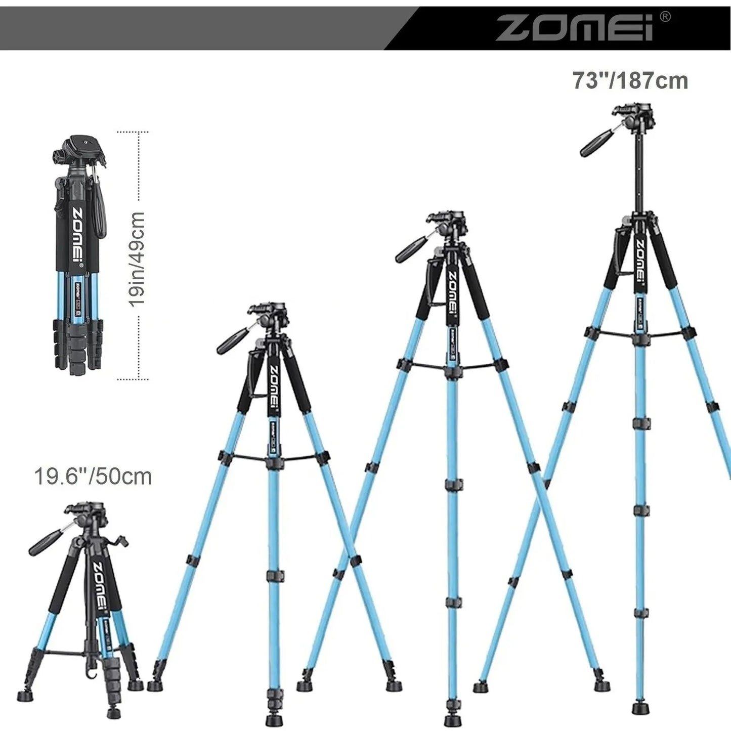Trépied ZOMEI Q188 trépied Portable 1.8M pour appareil photo
