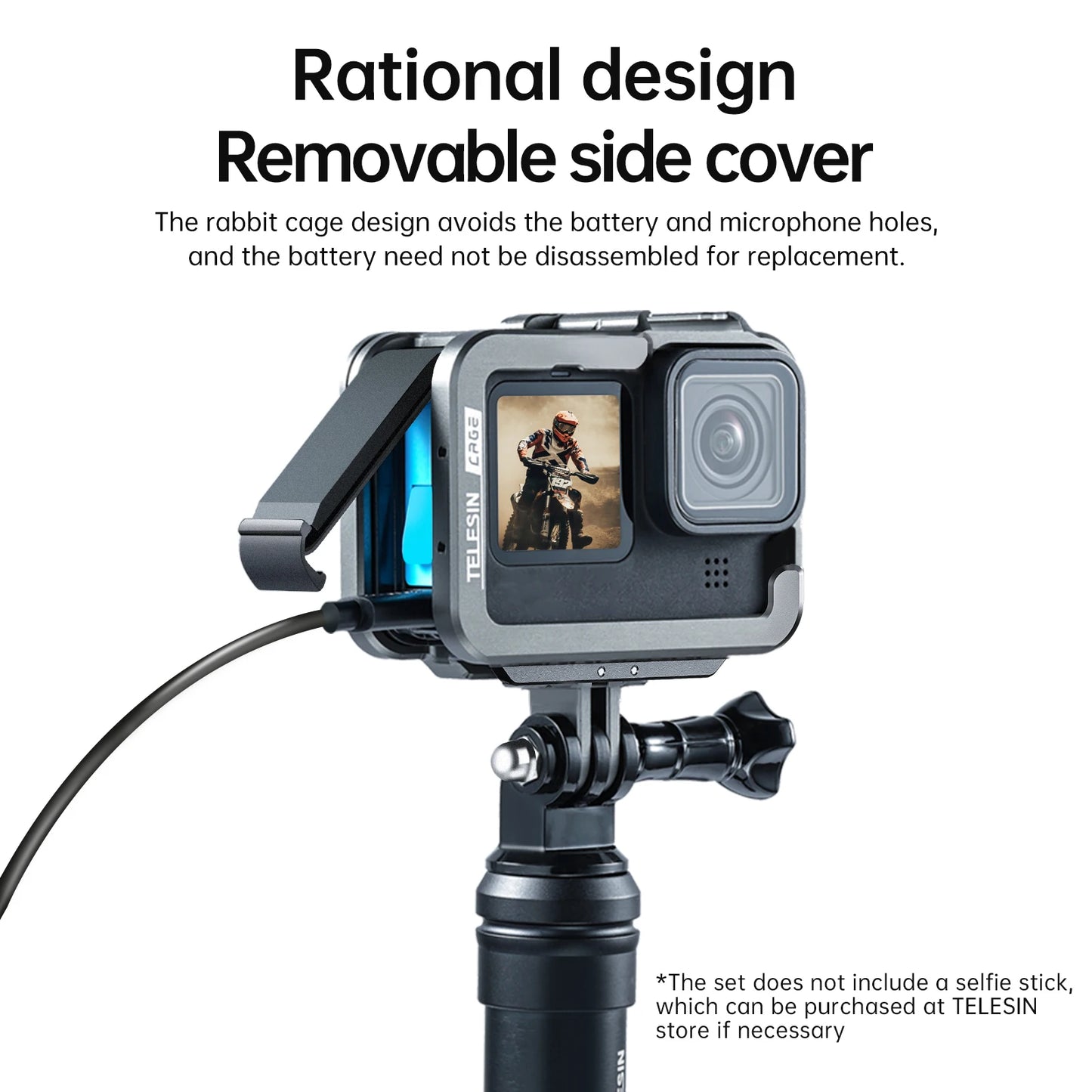 Cage en aluminium TELESIN boîtier de protection avec fixation trépied pour GoPro 12, 12, 11, 10, 9