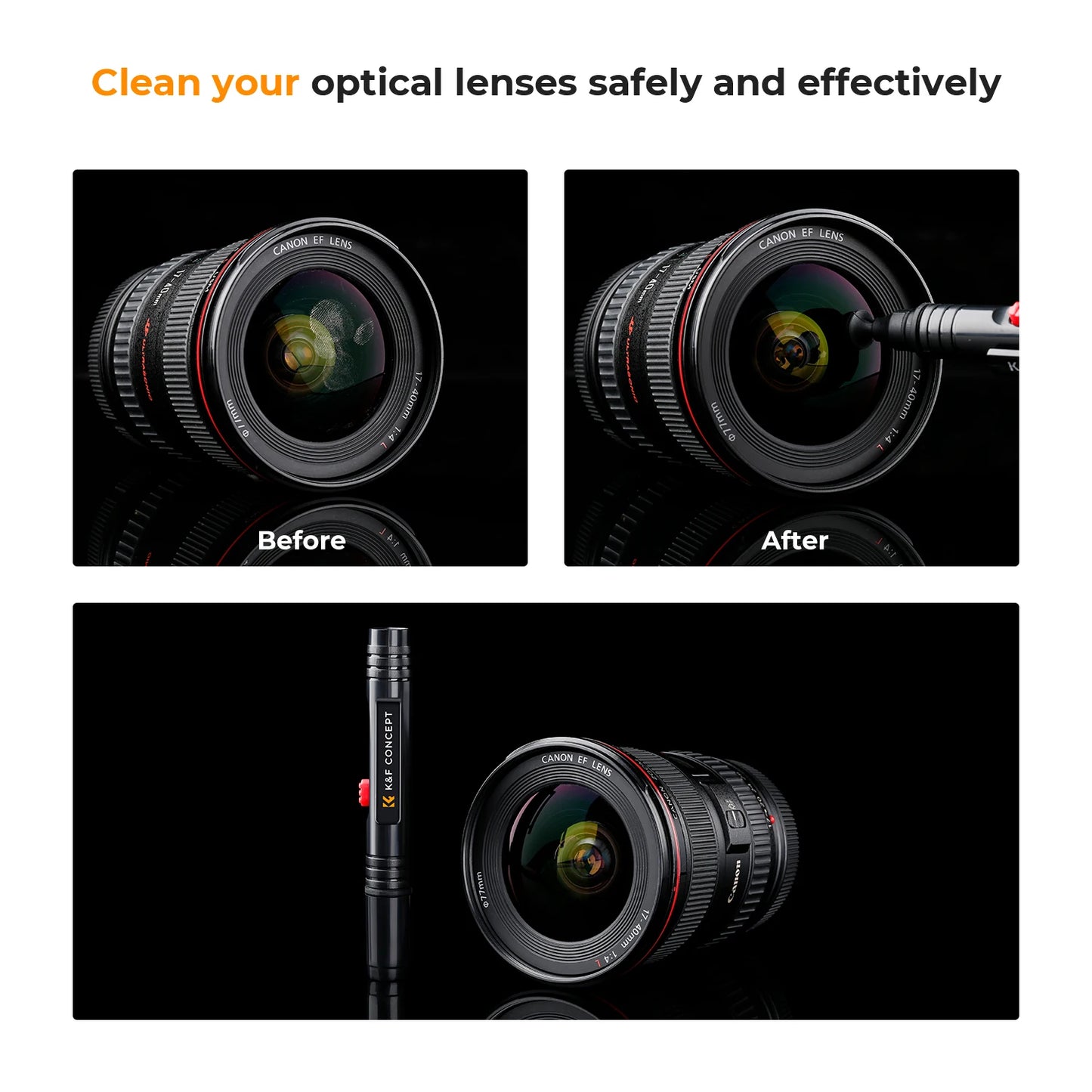 Stylo de nettoyage d'objectif d'appareil photo K&F CONCEPT