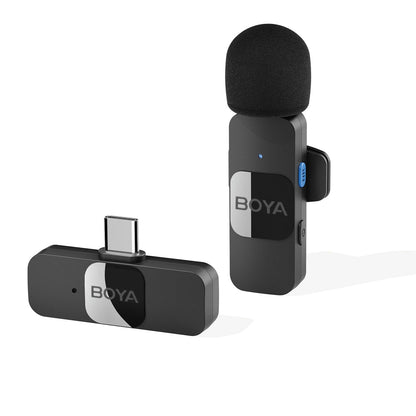 Mini Microphone Lavalier professionnel sans fil BOYA BY-V pour iPhone, iPad, Android, reflex, caméra, diffusion en direct, enregistrement de jeu, Interview, Vlog...