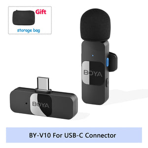 Mini Microphone Lavalier professionnel sans fil BOYA BY-V pour iPhone, iPad, Android, reflex, caméra, diffusion en direct, enregistrement de jeu, Interview, Vlog...