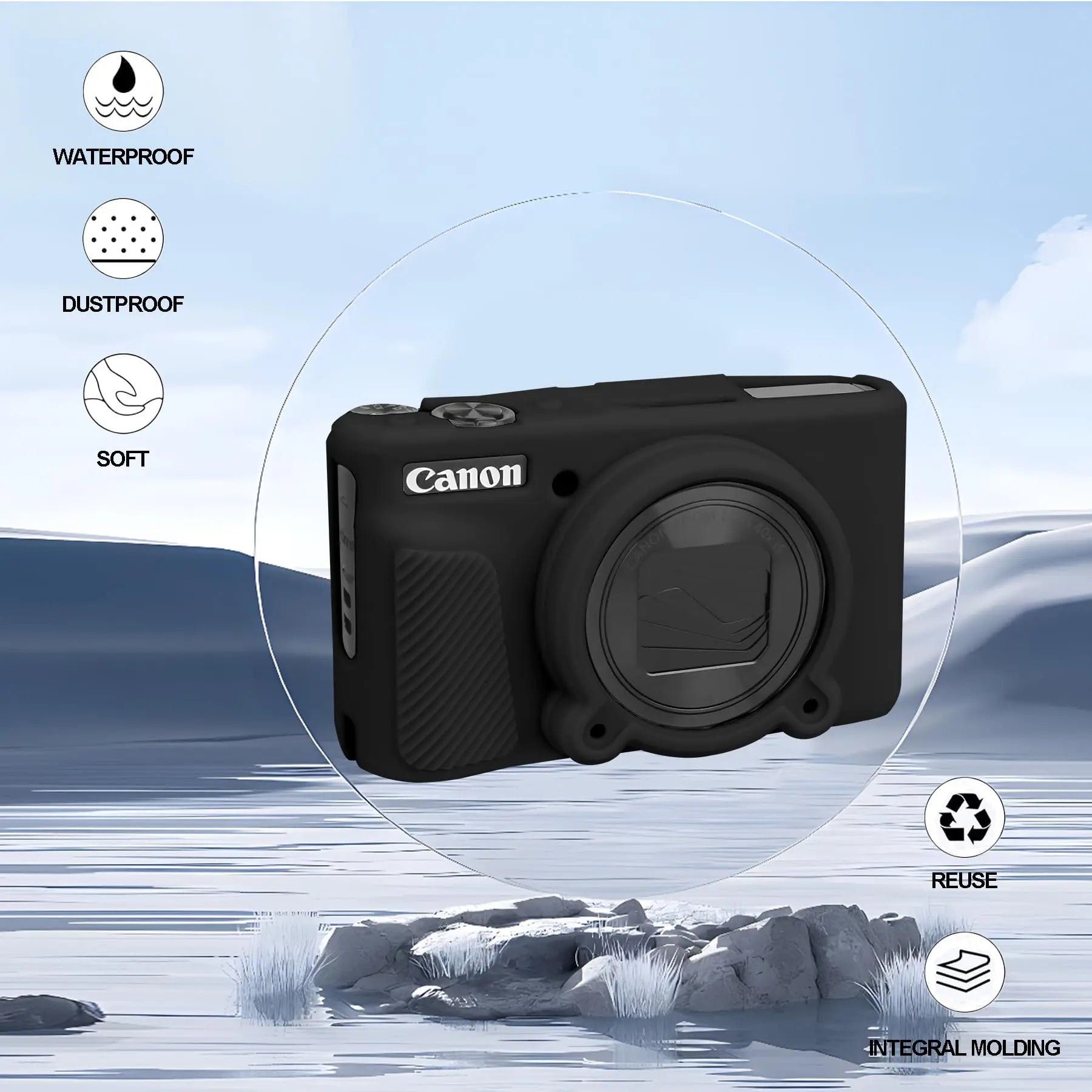 Housse de protection en silicone anti-choc pour Canon PowerShot SX740 / SX730