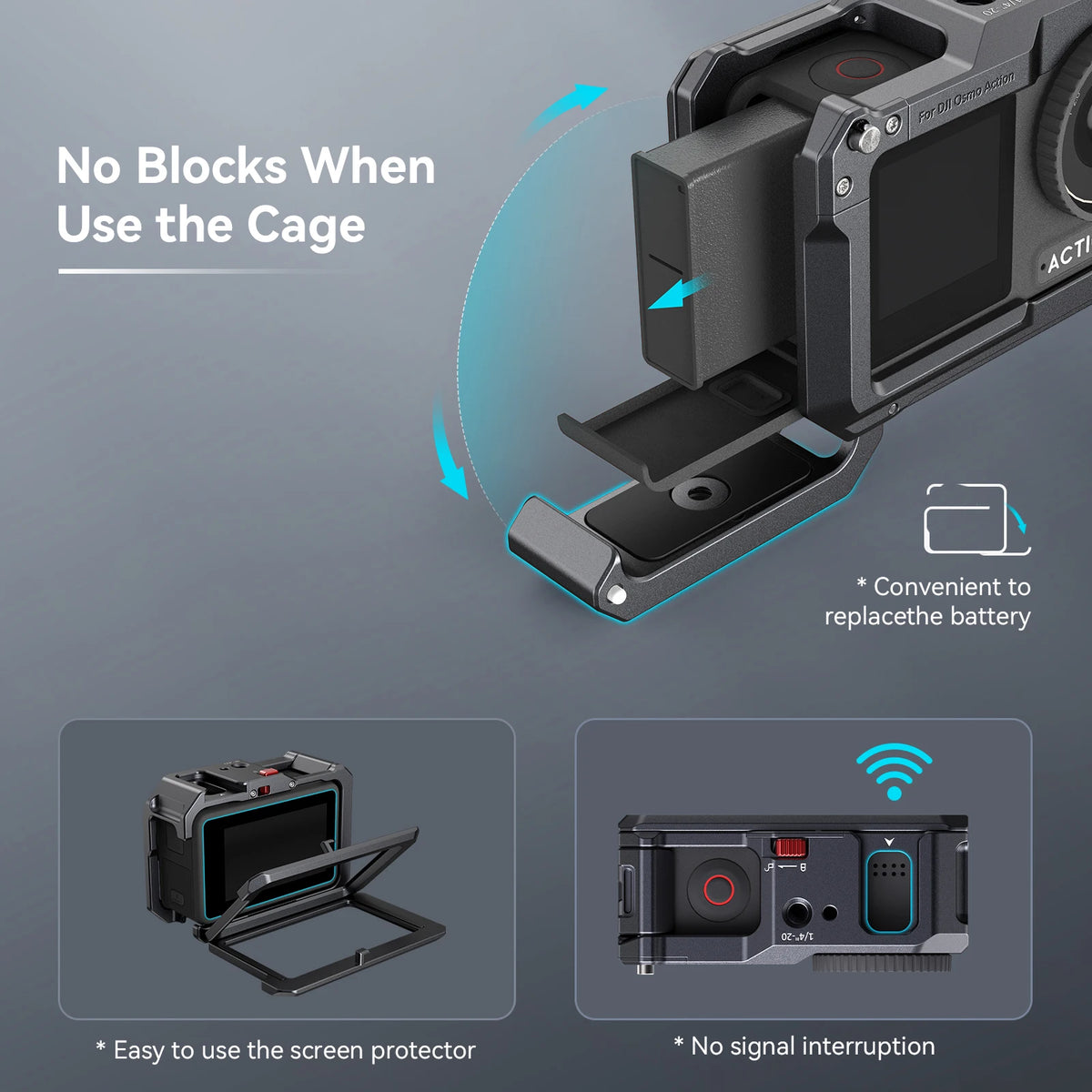 Cage SmallRig 4119C pour DJI Osmo Action 5 Pro / 3/4 étui de caméra , cadre de protection