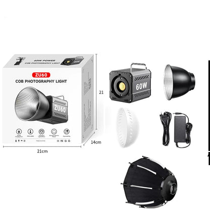 Eclairage LED ZU80/ZU60 Photo Studio lumière COB bicolore 2500-8500K CRI≥95 TLCI≥97 avec diffuseur LED lumières vidéo éclairage de remplissage