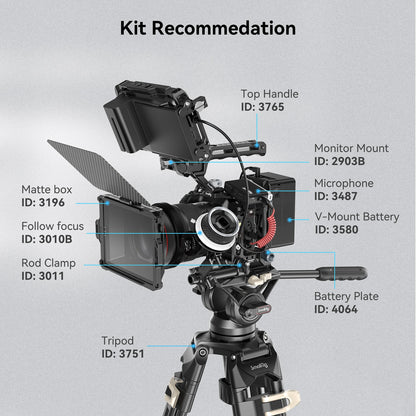 Cage SmallRig 4212 pour Canon EOS R8 avec plaque à dégagement rapide Arca Swiss pour trépied à cardan DJI avec trous filetés 1/4 "-20-