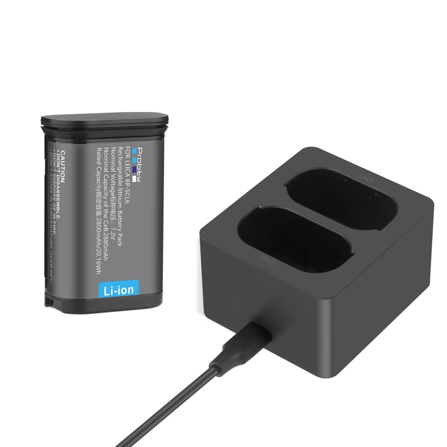 Batterie Probty BP-SCL6 2880mAh haute qualité pour Leica Q2 SL2 SL2-S Q3 SL3 SL3-S 43 + chargeur double