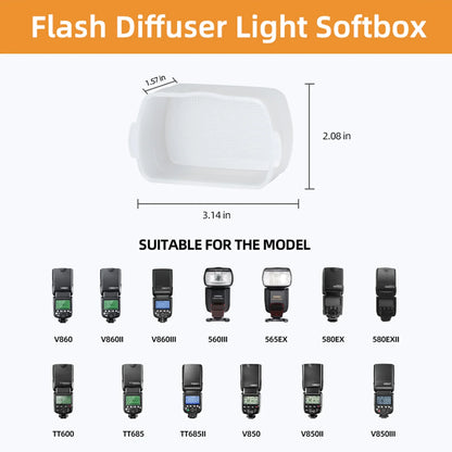 Diffuseur Godox pour Flash Canon Speedlite 580EX 580EX II Godox V850 860II TT685 TT600 TT520II Yongnuo YN-560/565