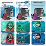 TELESIN 60M Waterproof Case Tempered Glass Underwater Diving Housing Cover Lens Filter for GoPro Hero 9 10 11 12 13 