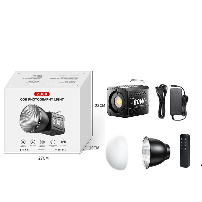Eclairage LED ZU80/ZU60 Photo Studio lumière COB bicolore 2500-8500K CRI≥95 TLCI≥97 avec diffuseur LED lumières vidéo éclairage de remplissage