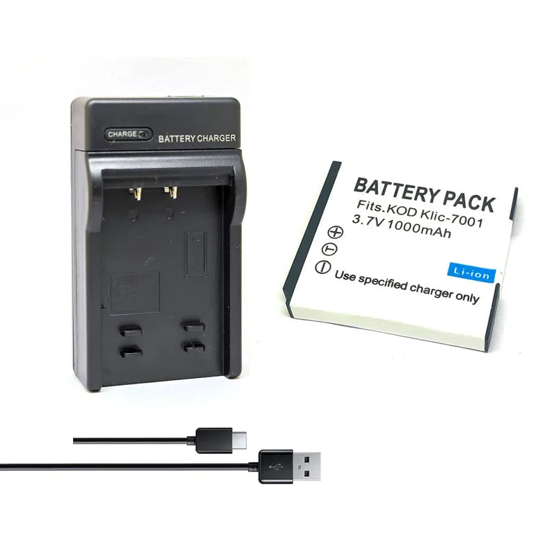 Batterie générique KLIC-7001 K7001 KLIC7001 + chargeur pour KODAK M341 M340 M320 M1073 V550 V570 V610 V705 M753 M763 M853 M863 M893 M1063 M1013
