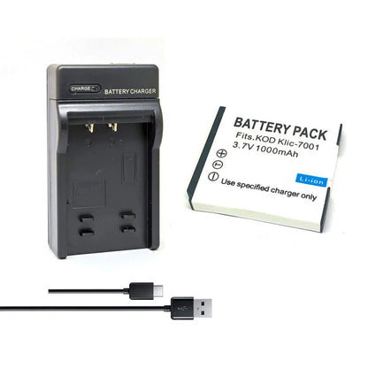 Batterie générique KLIC-7001 K7001 KLIC7001 + chargeur pour KODAK M341 M340 M320 M1073 V550 V570 V610 V705 M753 M763 M853 M863 M893 M1063 M1013