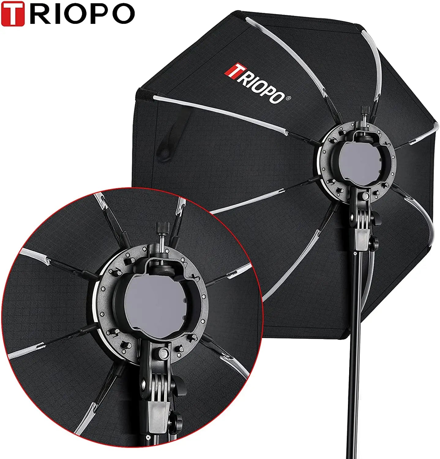 Softbox TRIOPO 55cm 65cm 90cm 120cm Octagone trépied pliable avec poignée pour Flash universel, Godox V860III V1 AD200Pro...