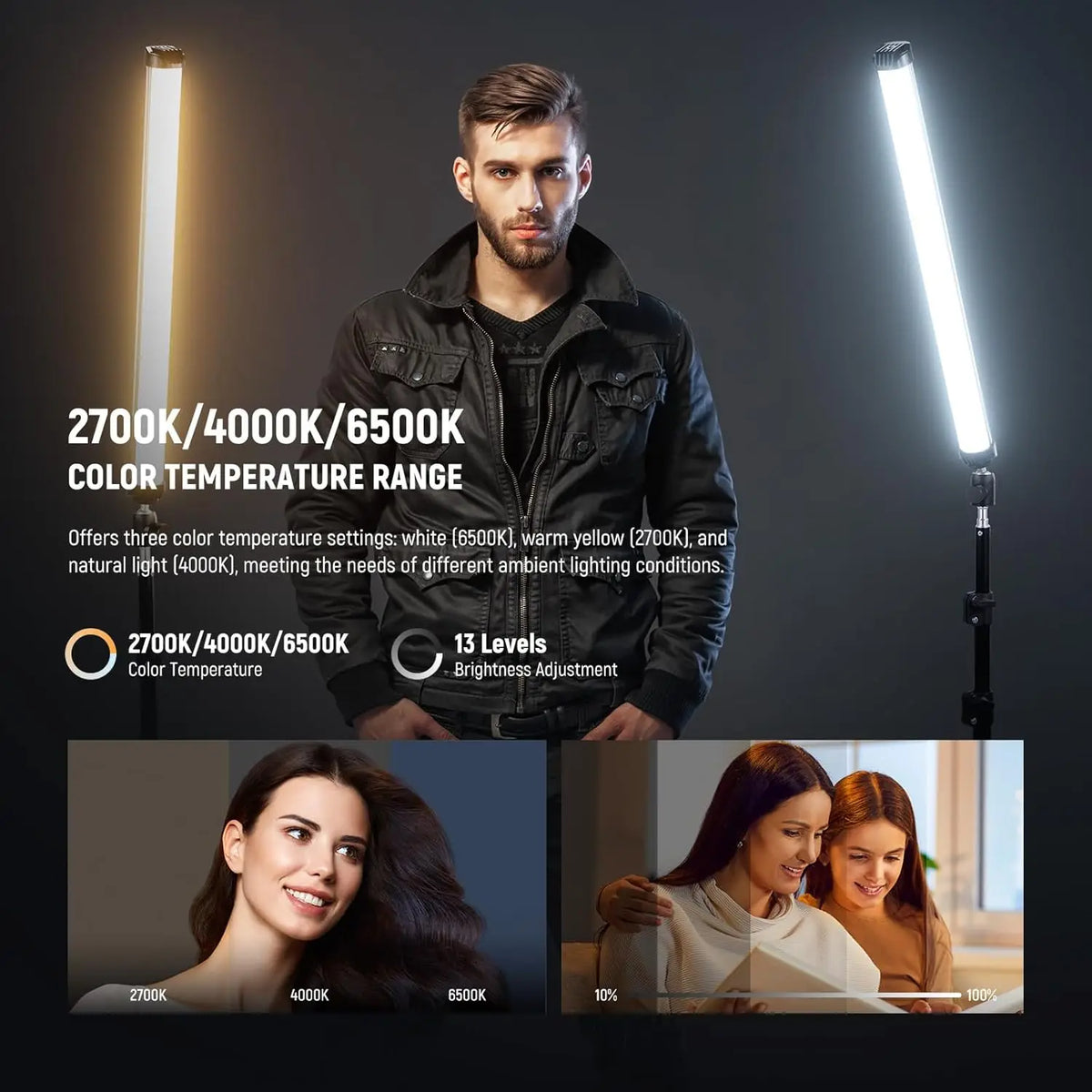 Baguette lumineuse magnétique NEEWER Basics SL50  tube lumineux 14W RGB 12/21 pouces 53 cm, CRI95