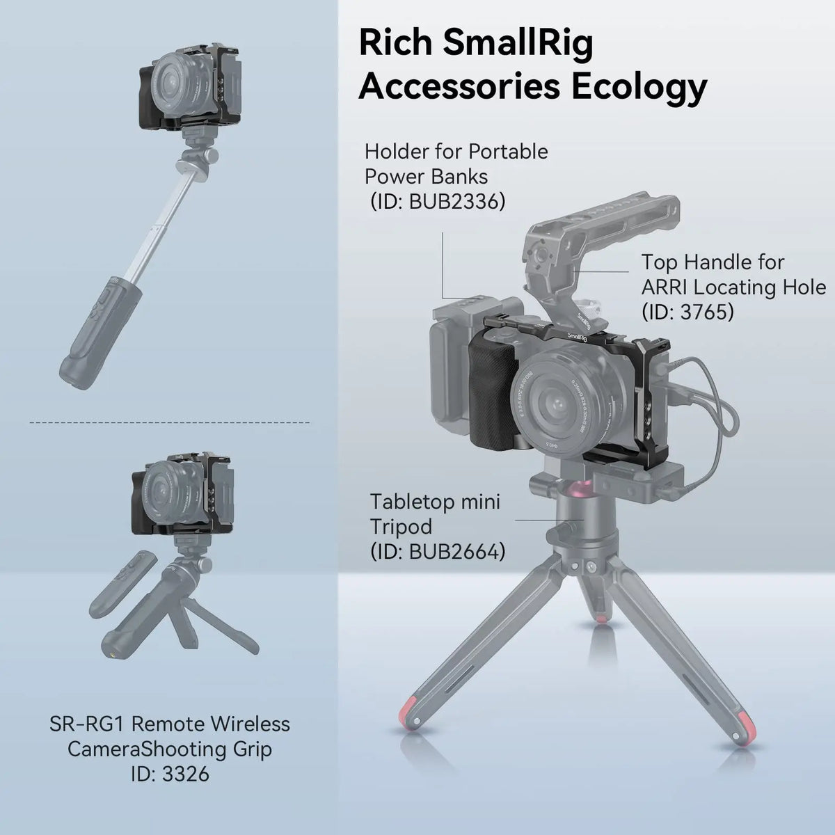Cage SmallRig 3538 pour Sony ZV-E10 avec poignée et plaque de dégagement rapide intégrée pour kit Arca-Swiss