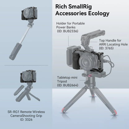 Cage SmallRig 3538 pour Sony ZV-E10 avec poignée et plaque de dégagement rapide intégrée pour kit Arca-Swiss