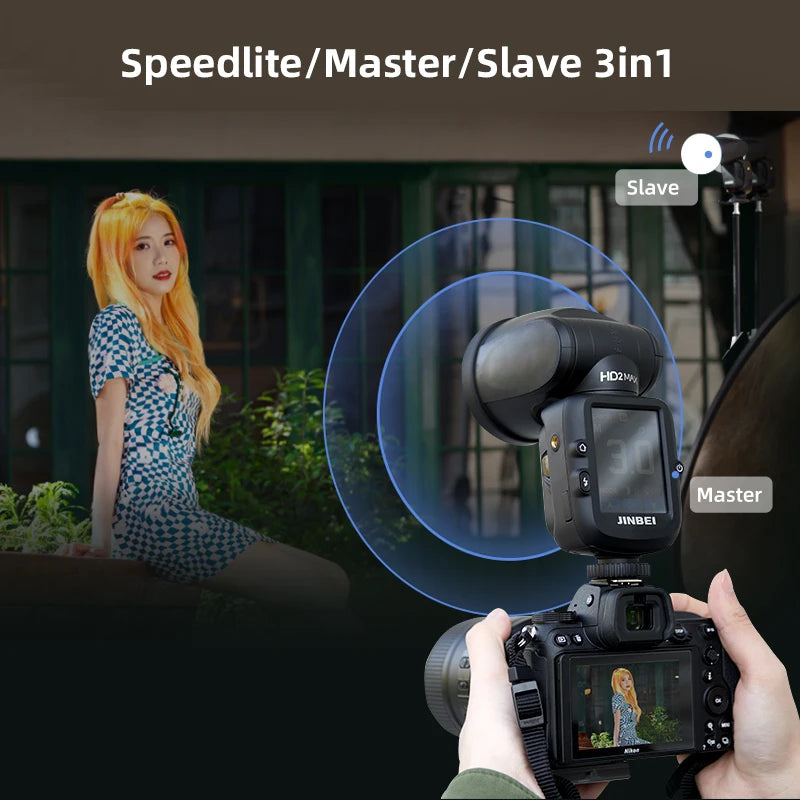 Flash JINBEI HD-2MAX Speedlite TTL HSS 1/8000s Tête Ronde Studio Flash Ω Tube pour Sony Nikon Canon Fujifilm Olympus