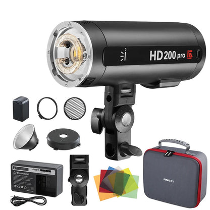 Flash stroboscopique JINBEI HD200pro avec batterie pour l'extérieur 200W TTL 2.4G HSS pour Canon Sony Nikon