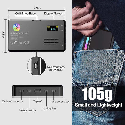 Panneau d'éclairage Lumière RGB LED vidéo photographie CRI95 + 2500-9000K LCD pour Vlog Streaming en direct