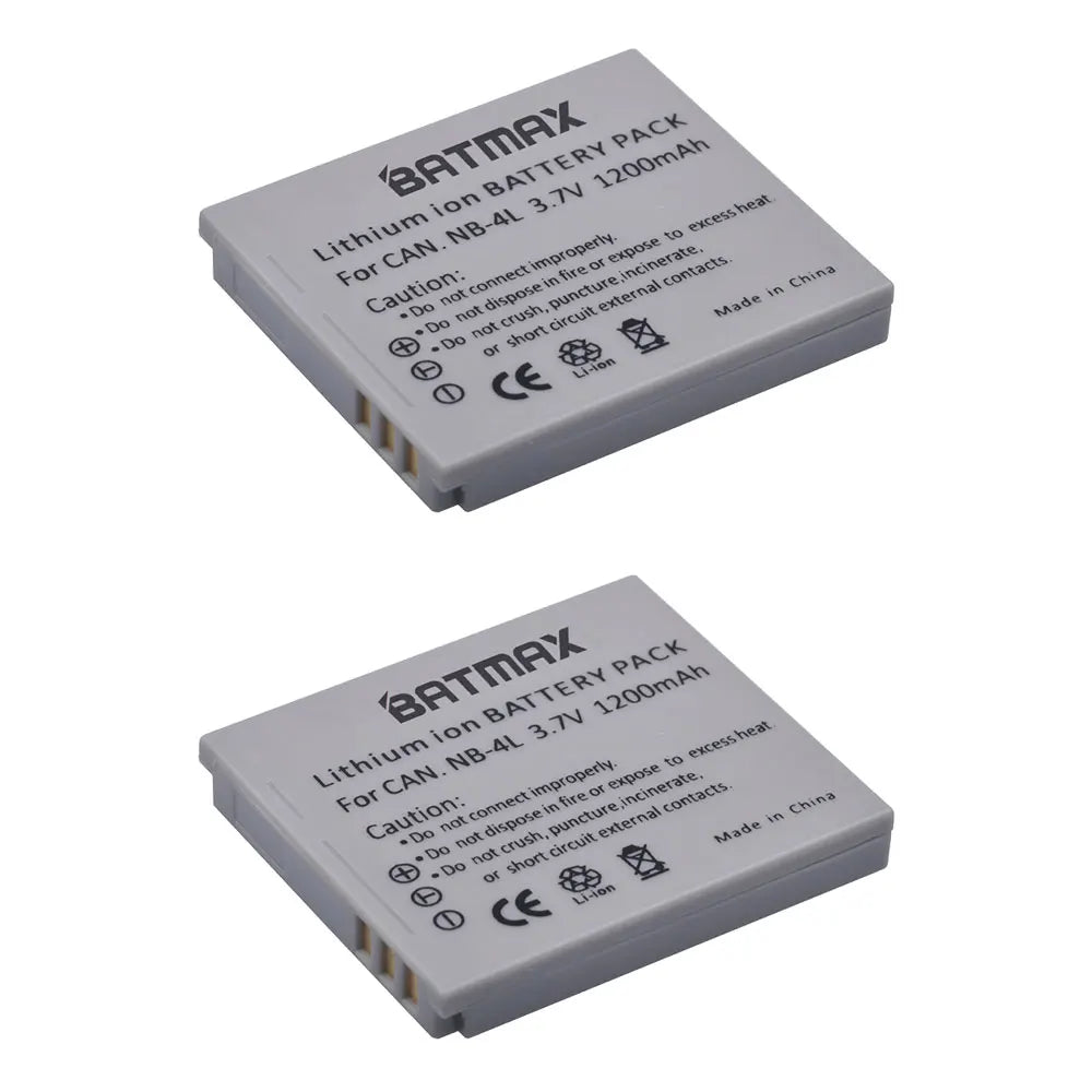 Batterie Batmax NB-4L NB4L + chargeur pour Canon IXUS 50 55 60 65 80 75 100 I20 110 115 120 130 IS 117 220 230 255 HS SD780