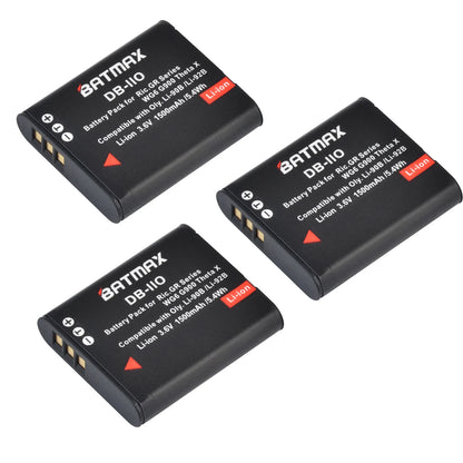 Batterie Batmax DB-110 1500mAh + chargeur double pour appareils photo Ricoh DB-110 GR série Ricoh GR III, GR IIIx, Theta X, WG-6, G900