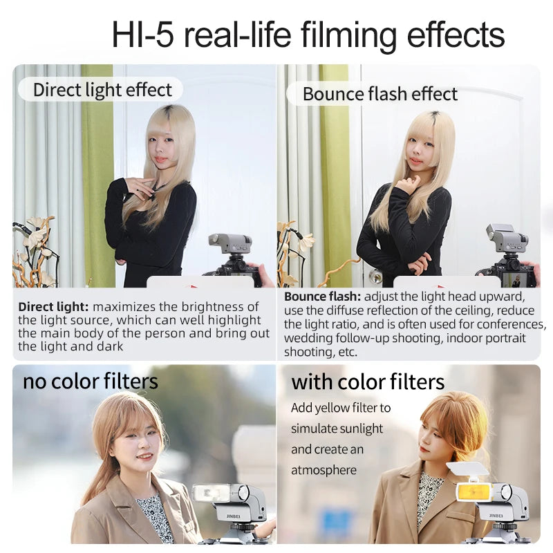 Flash rétro JINBEI HI-5 GN16 Speedlite 6000 ± 200K, 7 recycleurs, universel pour canon, Nikon, Sony, Fuji