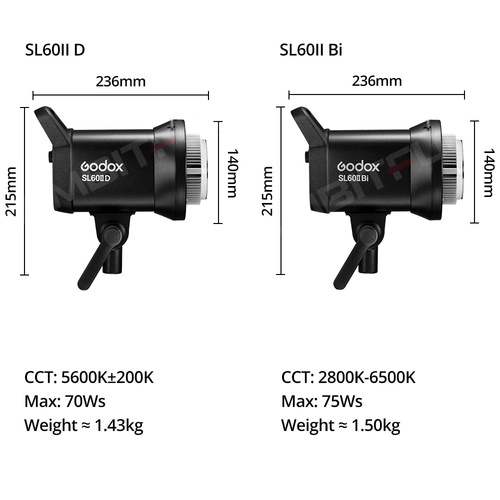 Eclairage studio LED COB Godox SL60IIBI SL60IID, 2.4G, sans fil, contrôle Bluetooth, lumière continue, monture Bowens pour vidéo statique