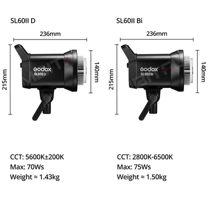 Eclairage studio LED COB Godox SL60IIBI SL60IID, 2.4G, sans fil, contrôle Bluetooth, lumière continue, monture Bowens pour vidéo statique