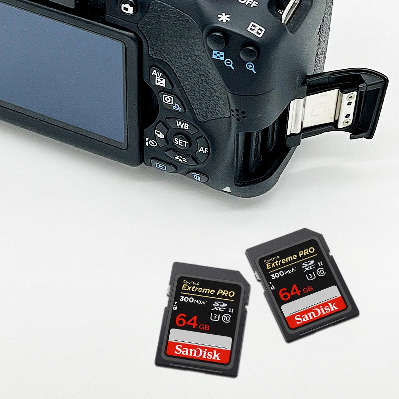 Carte mémoire SD SanDisk 64GB 128GB Max 300 Mb/s UHS-II professionnelles V90 SDXC haute vitesse pour appareil photo 8K 4k U3 C10