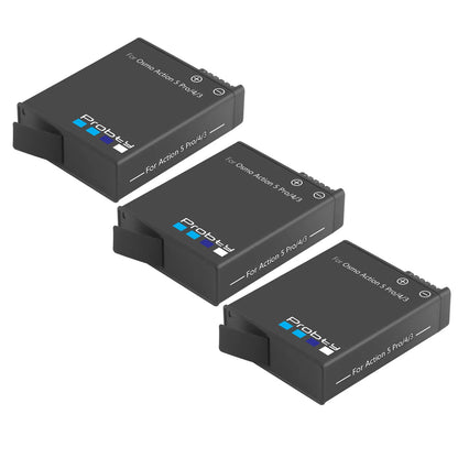 Batterie Probty 2200 mAh pour DJI Osmo Action 5 Pro Action 4 Action 3 + chargeur rapide 3 voie
