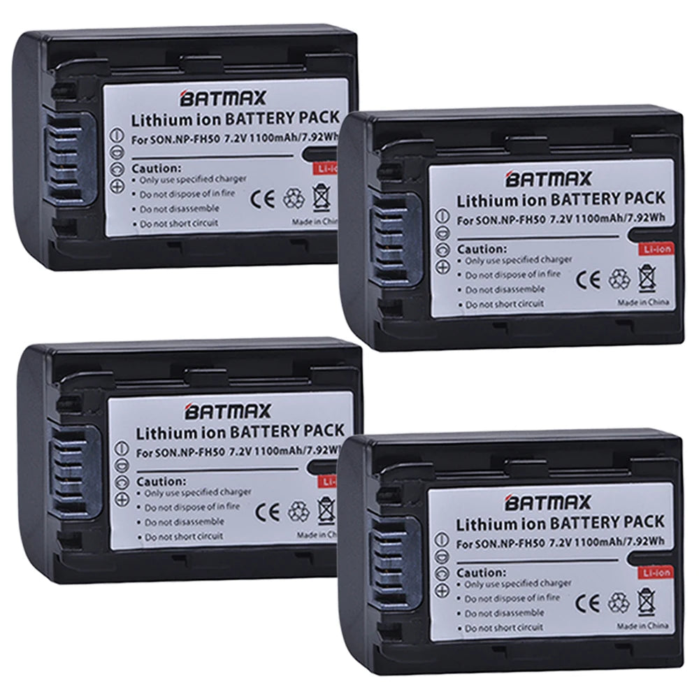 Batterie Batmax NP-FH50 NP-FH40 1100mAh + chargeur pour Sony A230 A330 A290 A380 A390 HDR-TG1E TG3 TG5 TG7 DSC-HX1