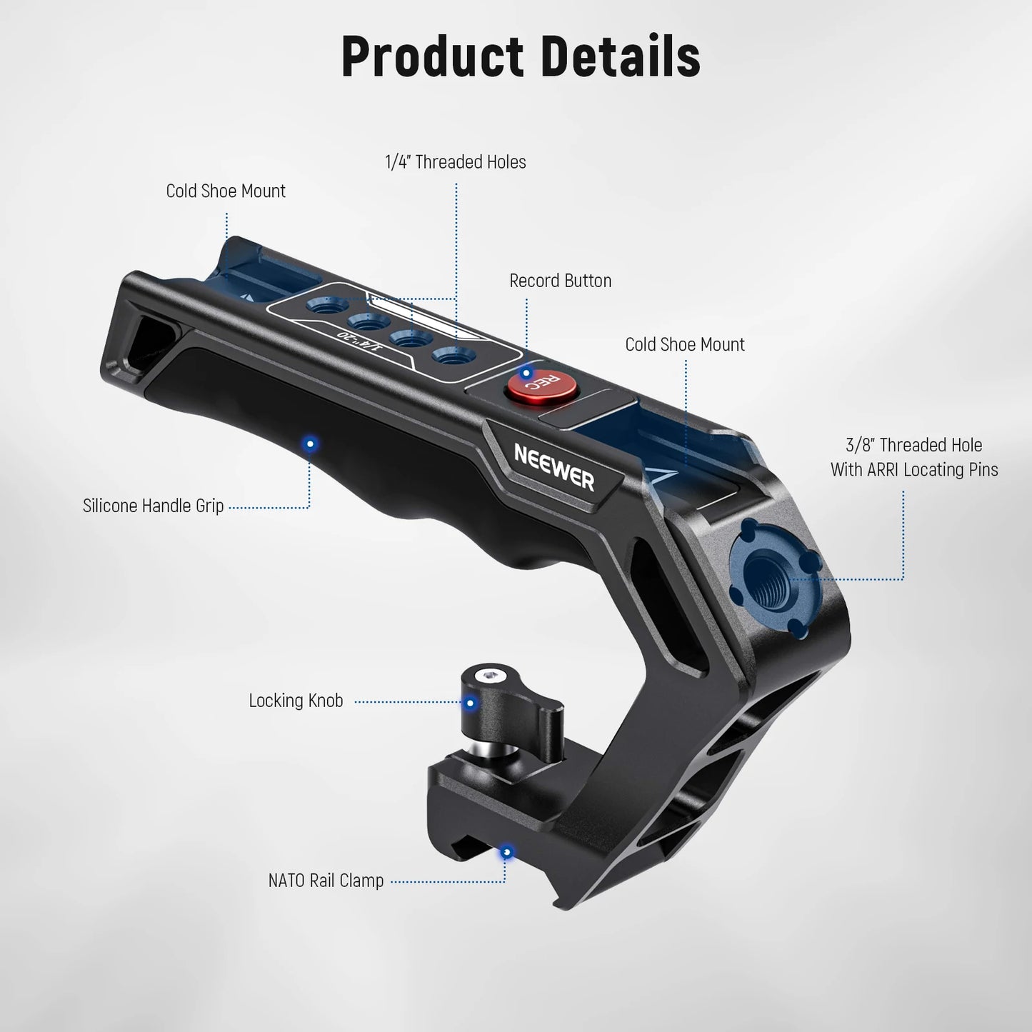 Poignée avec Bouton d'Enregistrement Neewer TRANTop avec QR TRANClamp pour Sony A7 a6000... Panasonic GH5 S5 II... FUJIFILM x-t3...