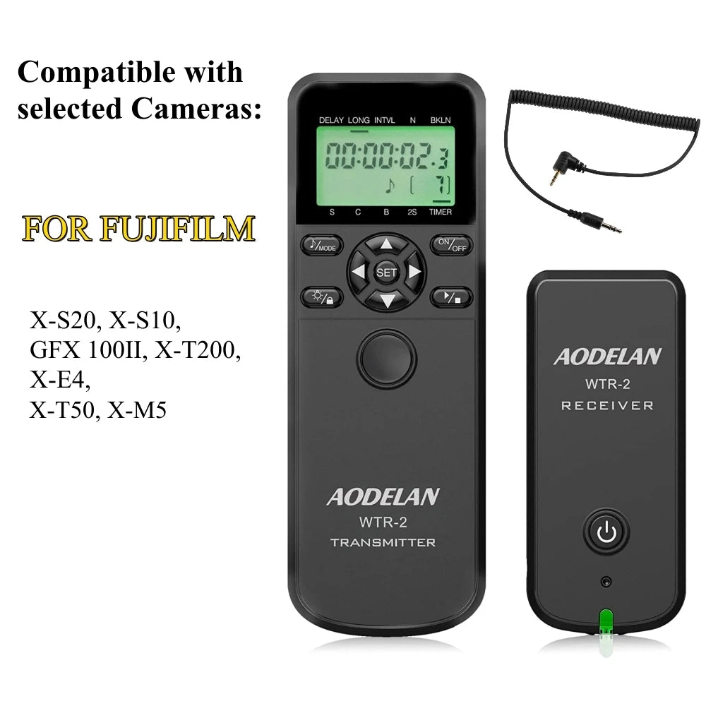 Télécommande intervallomètre AODELAN – minuterie sans fil WTR-2, pour appareil photo Canon, Nikon, Sony, Fujifilm, Panasonic C6, C8, N8, N10, S6, S8, O6, P6