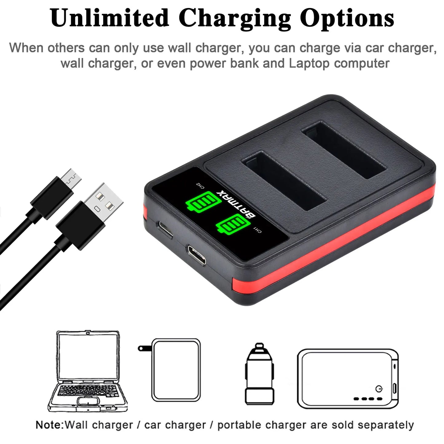 Batterie Batmax NB-5L NB 5L NB5L + chargeur LED double pour Canon Powershot S100 SX200 SX210 IS SX230 HS SD790 SD850 SD890